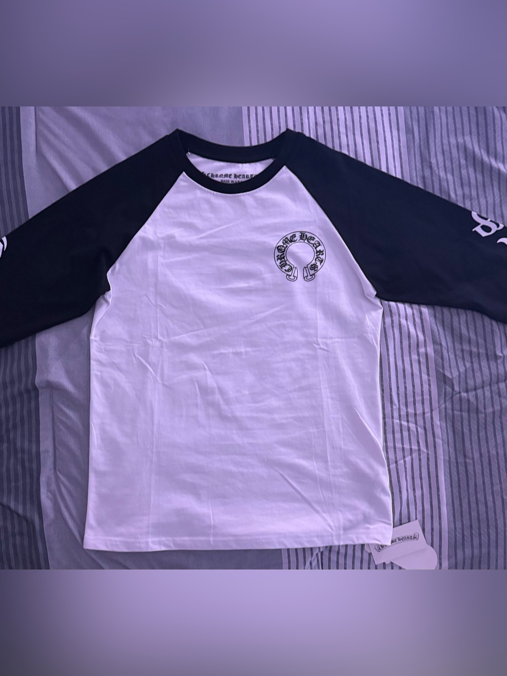 Chrome Hearts Black and White Raglan Short Sleeve Tee
